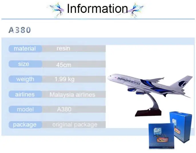 45 см смолы Etihad/Пособия по немецкому языку Lufthansa/Малайзия Airbus A380 модель самолета Стенд Модель Collection Adult Детский подарок игрушка