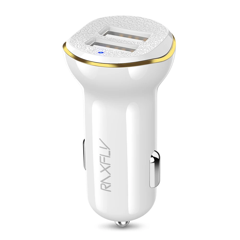 RAXFLY цифровой двойной зарядное устройство USB для iPhone 7 8 Plus X XS Max XR Быстрый Смарт USB Автомобильное зарядное устройство для Samsung Galaxy S8 S9 плюс - Тип штекера: White