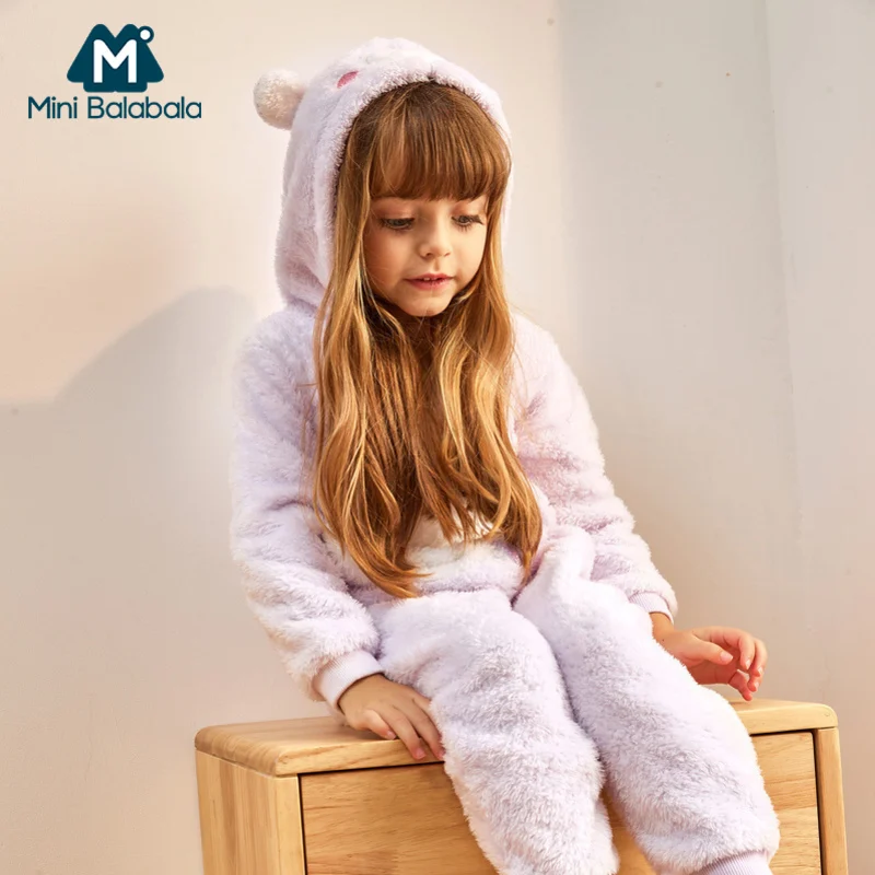 

Mini Balabala Baby Boys Girls Pajamas warm Winter animal Stitch pig Pajamas for Kids Kid Clothes Cute pyjamas Hooded Romper Slee