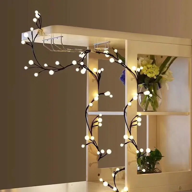 

LED Vine Branches Light String Nordic Holiday Ball Fairy Lamp Indoor Bedroom Store Window Christmas Party Wedding Bar Home Decor