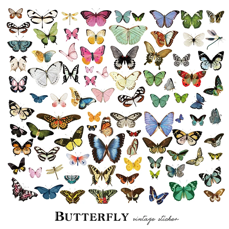 80pcs Creative Vintage Butterfly Scrapbooking Material Stickers Decorative Colorful Animals Sticker Diy Craft Photo Albums Stickers Aliexpress