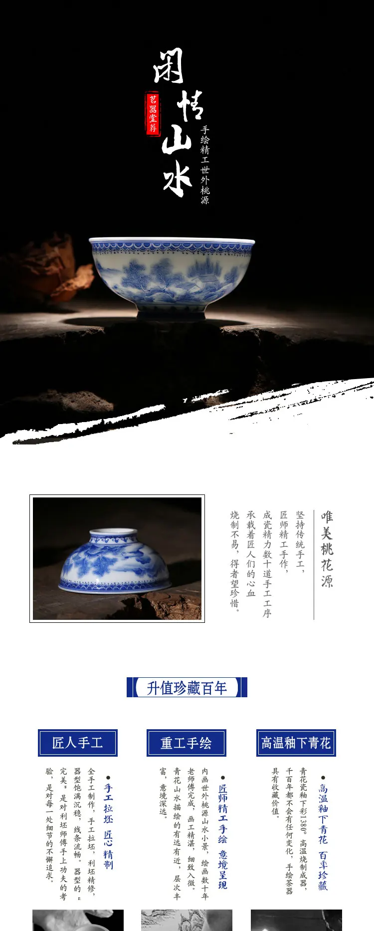 90 мл керамический фарфор Jingdezhen чайная чашка ручная роспись пейзаж узор мастер чайные пиалы ручной работы Пуэр Улун чайные чашки на день рождения