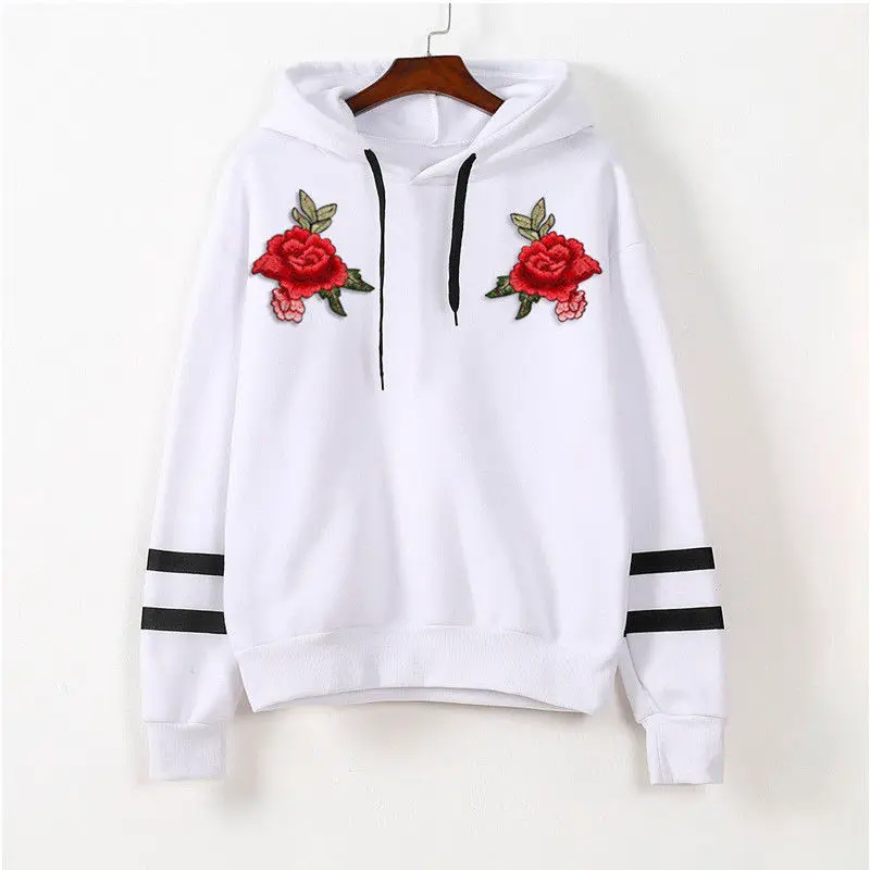 Женский свитшот с длинным рукавом и цветочным принтом в полоску|casual hoodies|hoodie topcasual