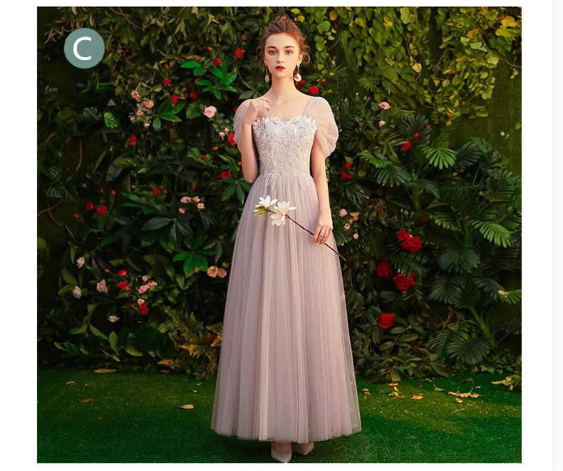 Robe De Soriee новые тюлевые Платья для подружек невесты Mismatched с аппликацией, отделкой бисером A-Line Длинные свадебные вечерние платья Формальное вечернее платье
