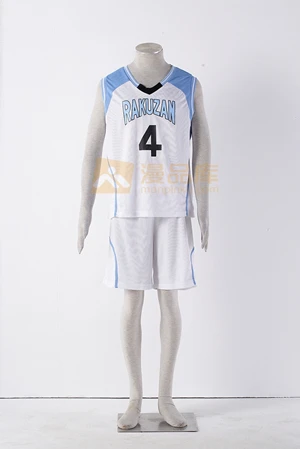 Kuroko no Basuke Basket RAKUZAN костюм баскетбольная майка мужская униформа Спортивная одежда для мальчиков белый № 4 Косплей Костюм - Цвет: Child