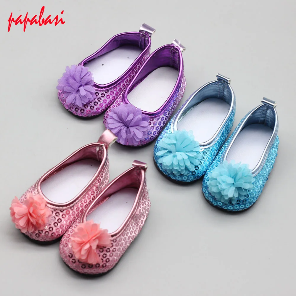 

1pair super cute shoes for 18 inch girl doll 43 cm BABY doll handmade accessories fashion toy shoes