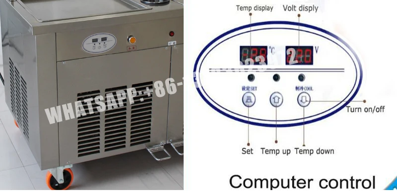 Double Pans Fried Ice Cream Machine 2 Square Pans Ice Cream Roll Making Machine with Salad Fruit Workbench 11pcs Tanks Cooling