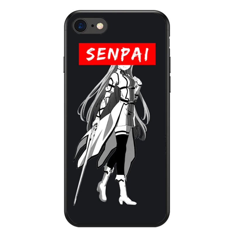 Чехол для телефона Sugoi Senpai аниме waifu для iPhone XS Max XR X 8 7 6 6S Plus 5S SE 4S 5C Мягкий Черный силиконовый чехол