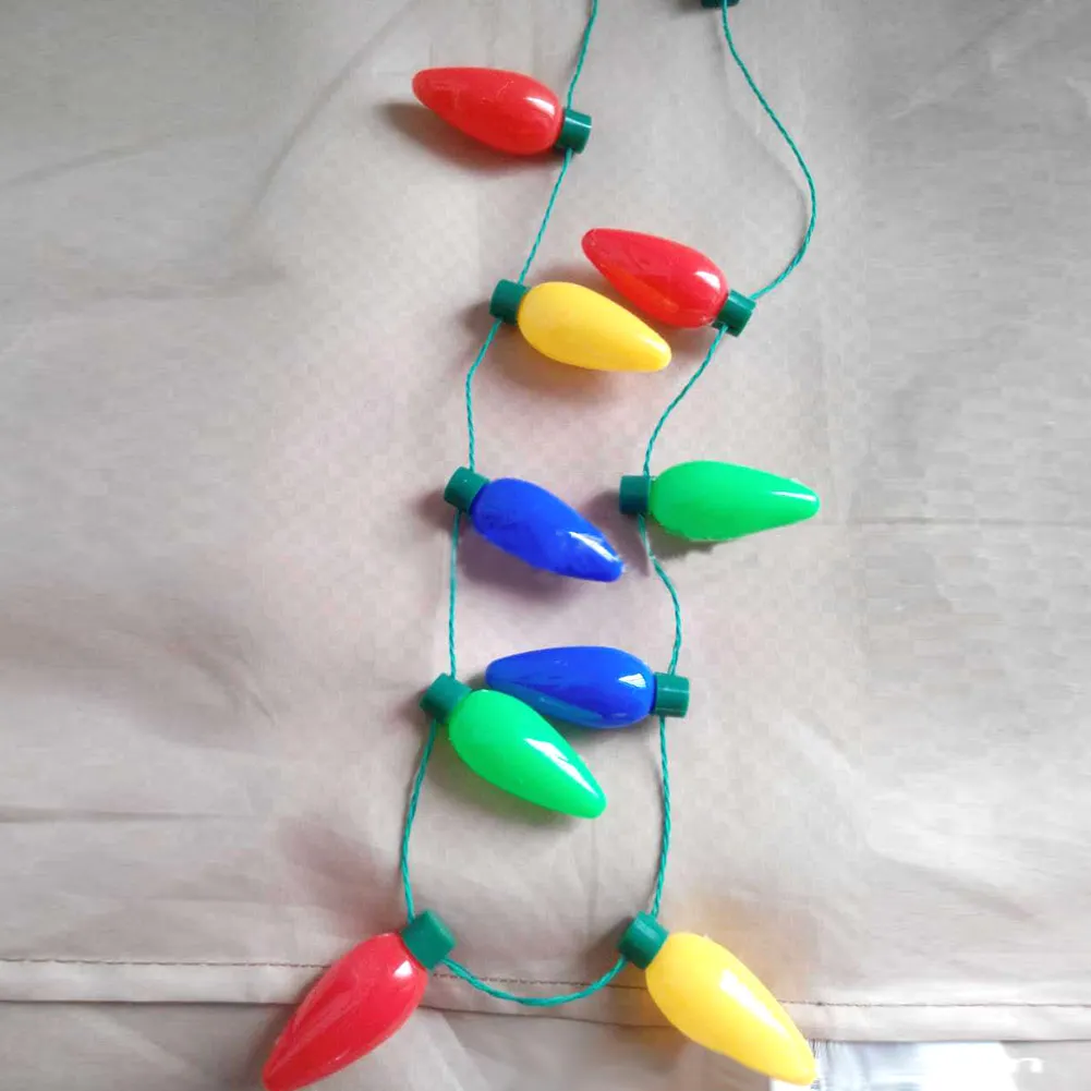 

Festival Necklace LED Light Up Plastic Flashlight Luminous Christmas Party Bulb Necklaces For Adults Kids 669