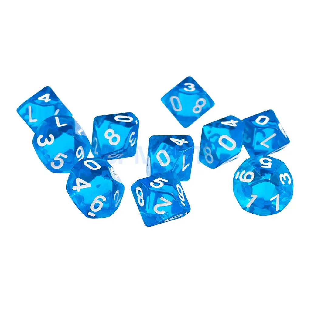 Blue MagiDeal D10 синий десять сторонних драгоценных камней игральные кости для ролевых игр Подземелья и Драконы настольные игры игрушки для детей и взрослых KTV бар применяются - Цвет: Blue