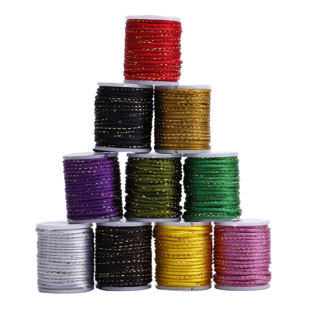 

10 PCS 2mm Colorful Satin Nylon Chinese Knot Cord Sewing Thread Jewelry Making Crafting Multi-use Beading for Beading Macrame