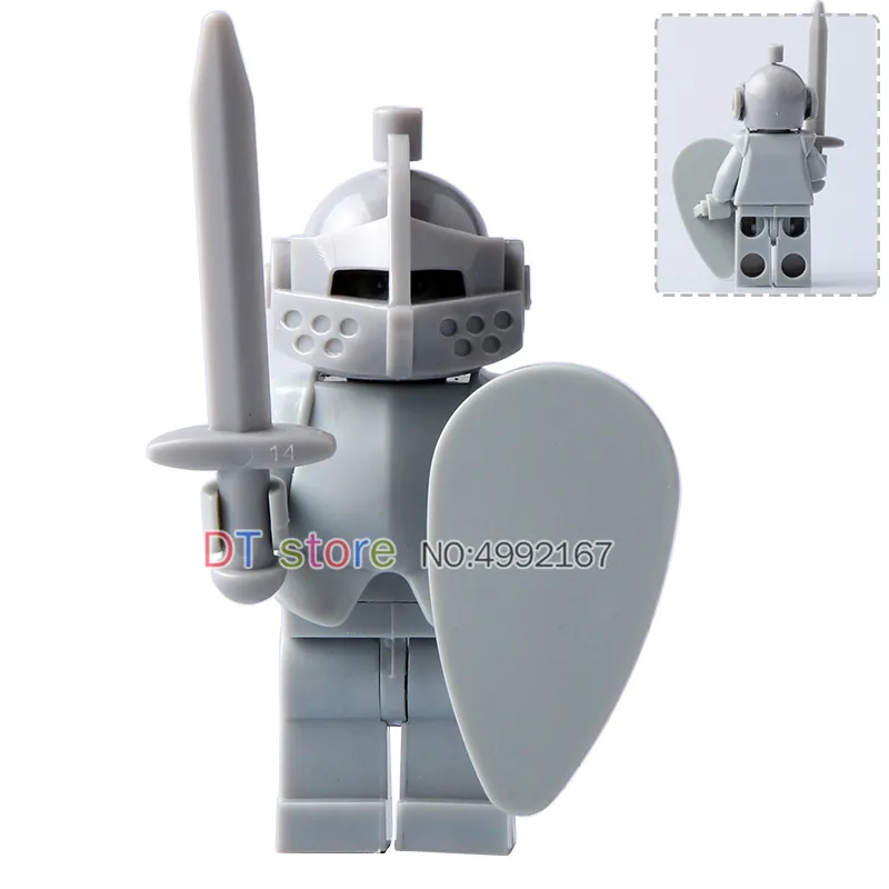 

Single Sale Building Blocks Silver Knight King Knight Medieval Castle Knight Armor Heavy Knight with Weapons Figures Bricks 9811