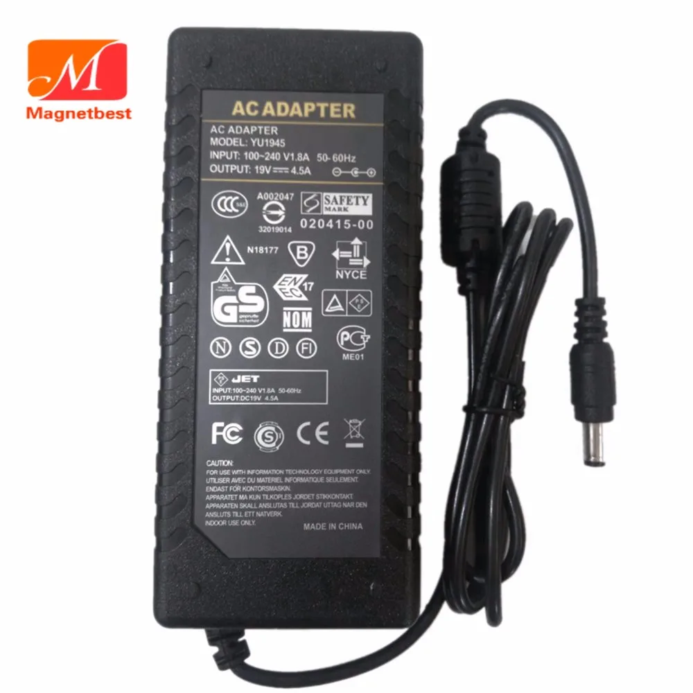 5 шт./лот 19v4. 5A AC DC адаптер Зарядное устройство для 5050 3528 Светодиодные CCTV 19 В 4.5a переключатель Питание DC 5.5*2.5 /2.1 мм