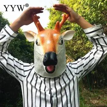 

Deer Funny Mask Halloween Mascaras Animales Realistic Latex Masks Spoof Scary Mask Full Face Deer Masker Carnival Masque Decor