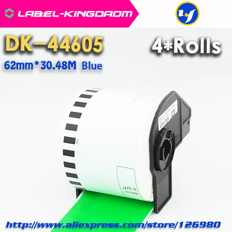4 рулоны Brother Совместимые DK-44605 этикетки 62 мм* 30,48 м зеленый цвет Совместимость для QL-700/720NW все поставляются с пластиковым держателем