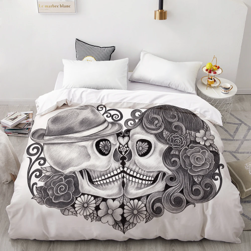 3D пододеяльник 200x20 0/220x240 одеяло/одеяло чехол Queen/King/Custom постельное белье с черепом