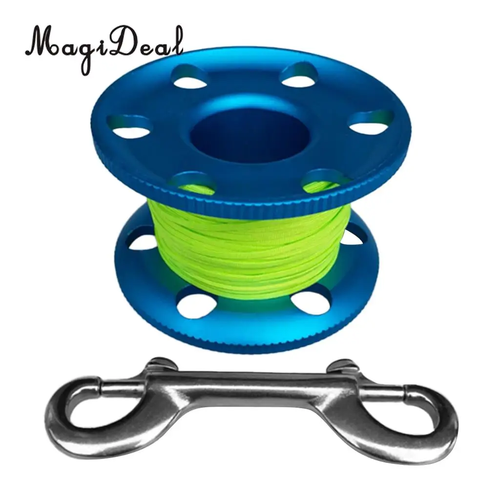 20M Blue MagiDeal Дайвинг алюминиевый Finger Spool катушка леска защелка из нержавеющей стали зажим болта 20 Вт, 30 Вт, 50 м синий фиолетовый, черный - Цвет: 20M Blue