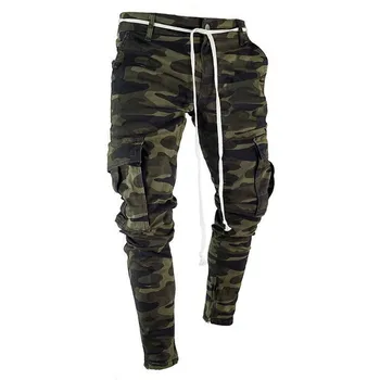 

MORUANCLE Men Hi Street Cargo Jeans Pants With Multi Pockets Fashion Streetwear Camouflage Denim Trousers Jean Joggers