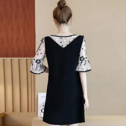 M-5XL черное кружевное платье с цветочной вышивкой, сексуальные винтажные вечерние пляжные платья, черные Vestidos, большие размеры AE266