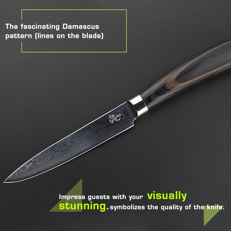 HAOYE 3.5 inch damascus paring knife small fruit peeling knife kitchen