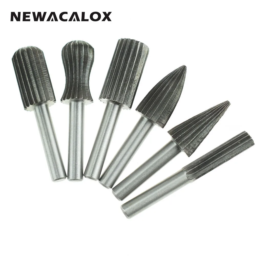 

NEWACALOX 6pcs Woodworking Wood Drill Bit Set High-speed Milling Cutter Carving Tools Dremel HSS Rotary Woodcarving Tool Micro