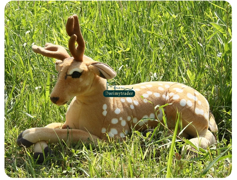 Dorimytrader 110cm Giant Soft Emulational Forest Animal Sika Deer Plush Toy Stuffed Lying Animal Deers Baby Present Decoration DY60626 (13)