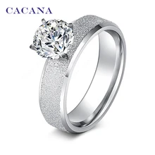 CACANA Stainless Steel Rings For Women Sequin With CZ Fashion Jewelry Wholesale NO.R12