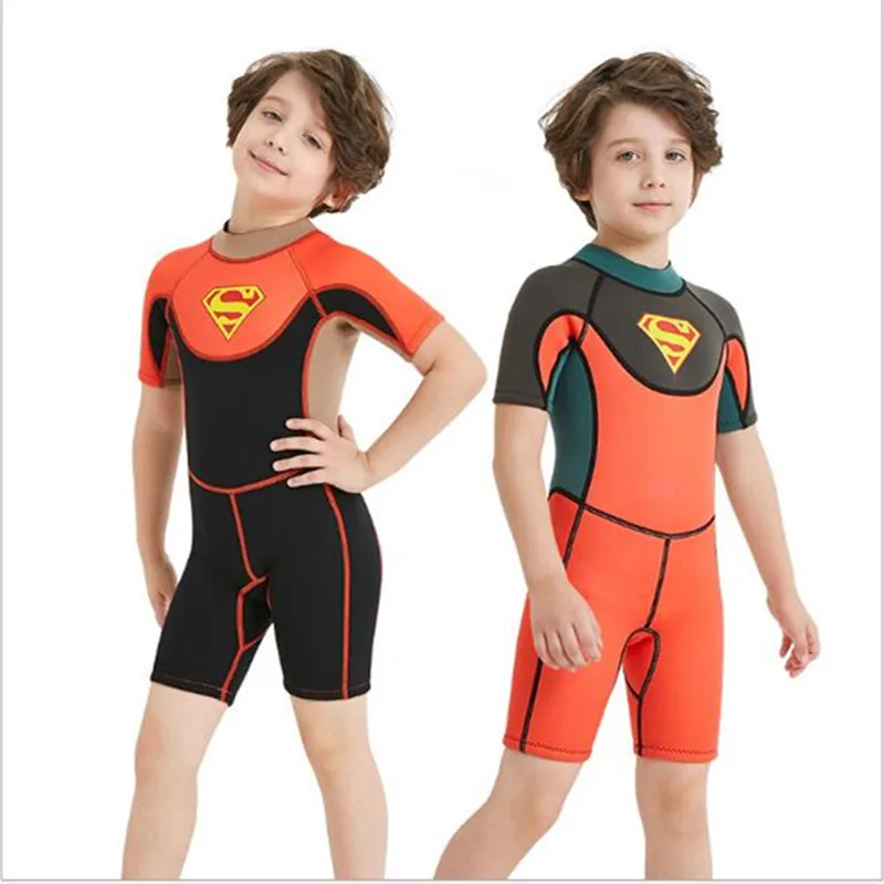 

2.5MM Neoprene Children Diving Suit Kids One-Piece Wetsuit Swim Jump Suit Boys Short Sleeve Warm Sunscreen Soft Surfing Wetsuit