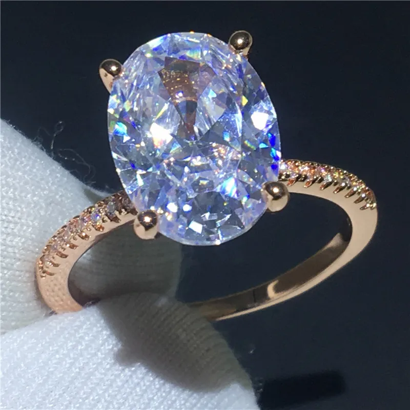 Choucong, 2 цвета, Женское кольцо на палец, 925 пробы, серебро, овальная огранка, 3ct, AAAAA, cz, вечерние, обручальное кольцо, кольца для женщин, ювелирные изделия - Цвет основного камня: Rose Gold