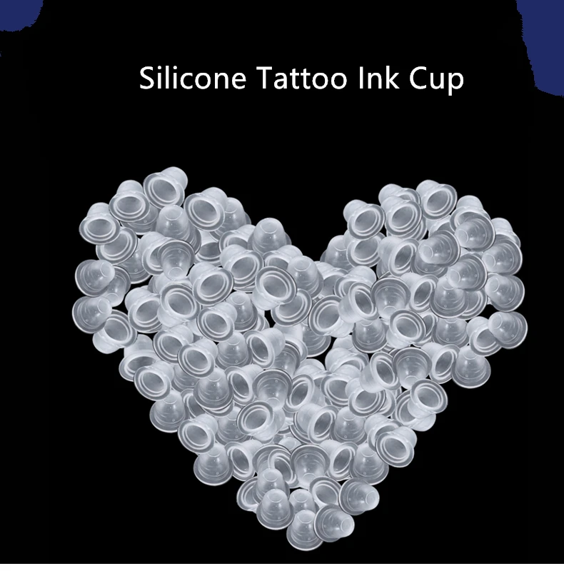 200 шт Силиконовая чернильница для тату держатель пигментные колпачки для перманентного макияжа микроблейдинг бровей инструмент белого цвета