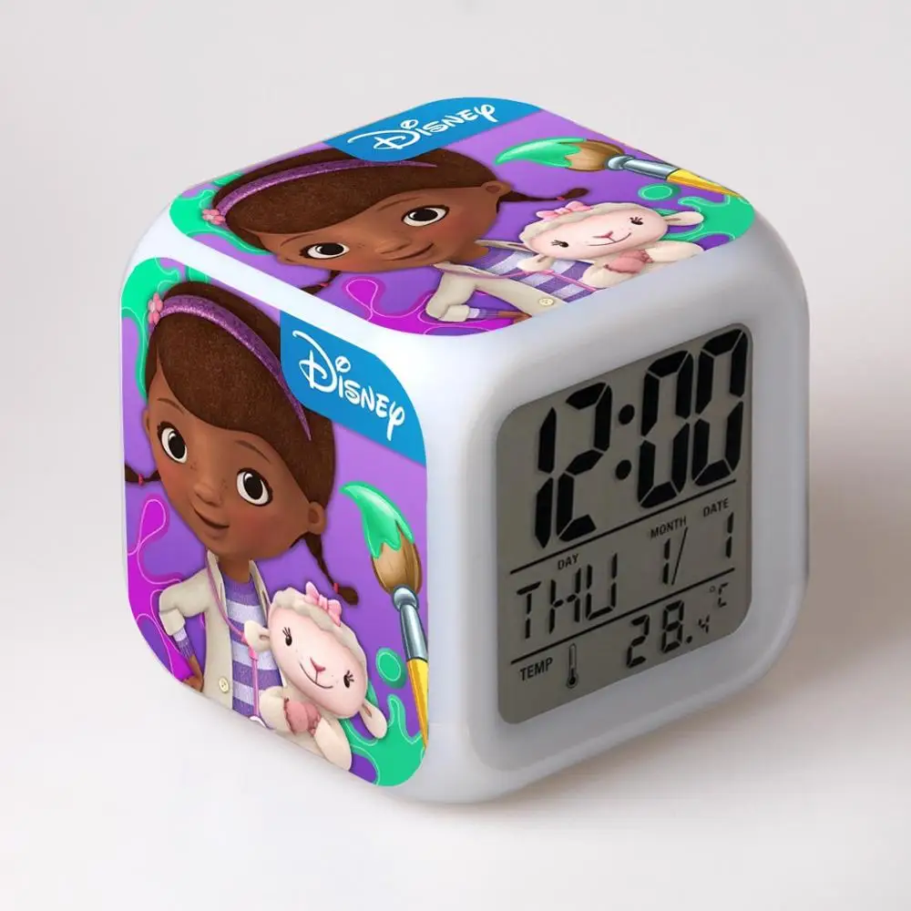 B02 Doc mcstuffins 7 цветов светодиодный цифровой будильник с термометром девушка wekker reveil спальня reloj despertador de cateceira часы - Цвет: B02