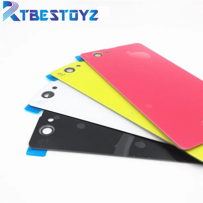

RTBESTOYZ Back Glass battery Cover For Sony Xperia Z1 Compact Mini D5503 M51W Battery Back Door Cover Case housing logo