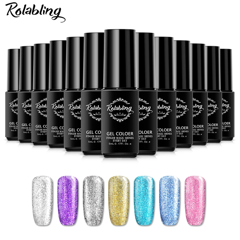 

Rolabling 5ml Nail Gel Polish Platinum UV Gel Lacquer Soak Off 7 Shining Colors Glue UV LED Lamp Nail Art Gel Nail Polish nails