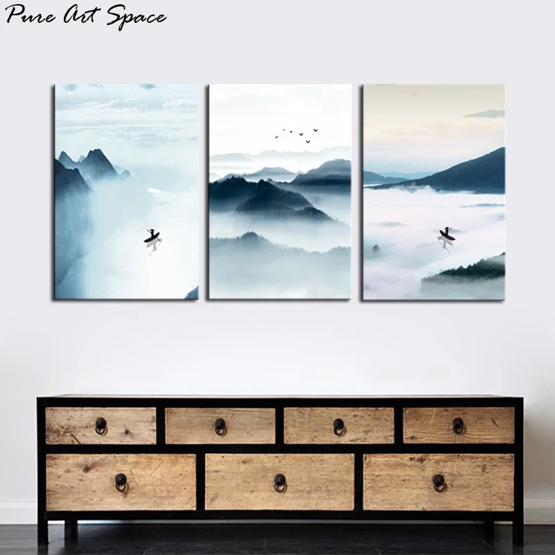

Landscape Oil Painting Canvas Prints Abstract Landscape New Chinese Style Ink landscape Poster Nordic Set Wall Art Living Room
