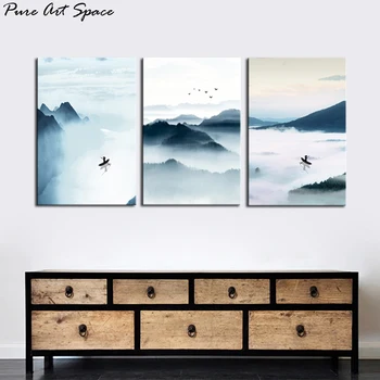 

Landscape Oil Painting Canvas Prints Abstract Landscape New Chinese Style Ink landscape Poster Nordic Set Wall Art Living Room