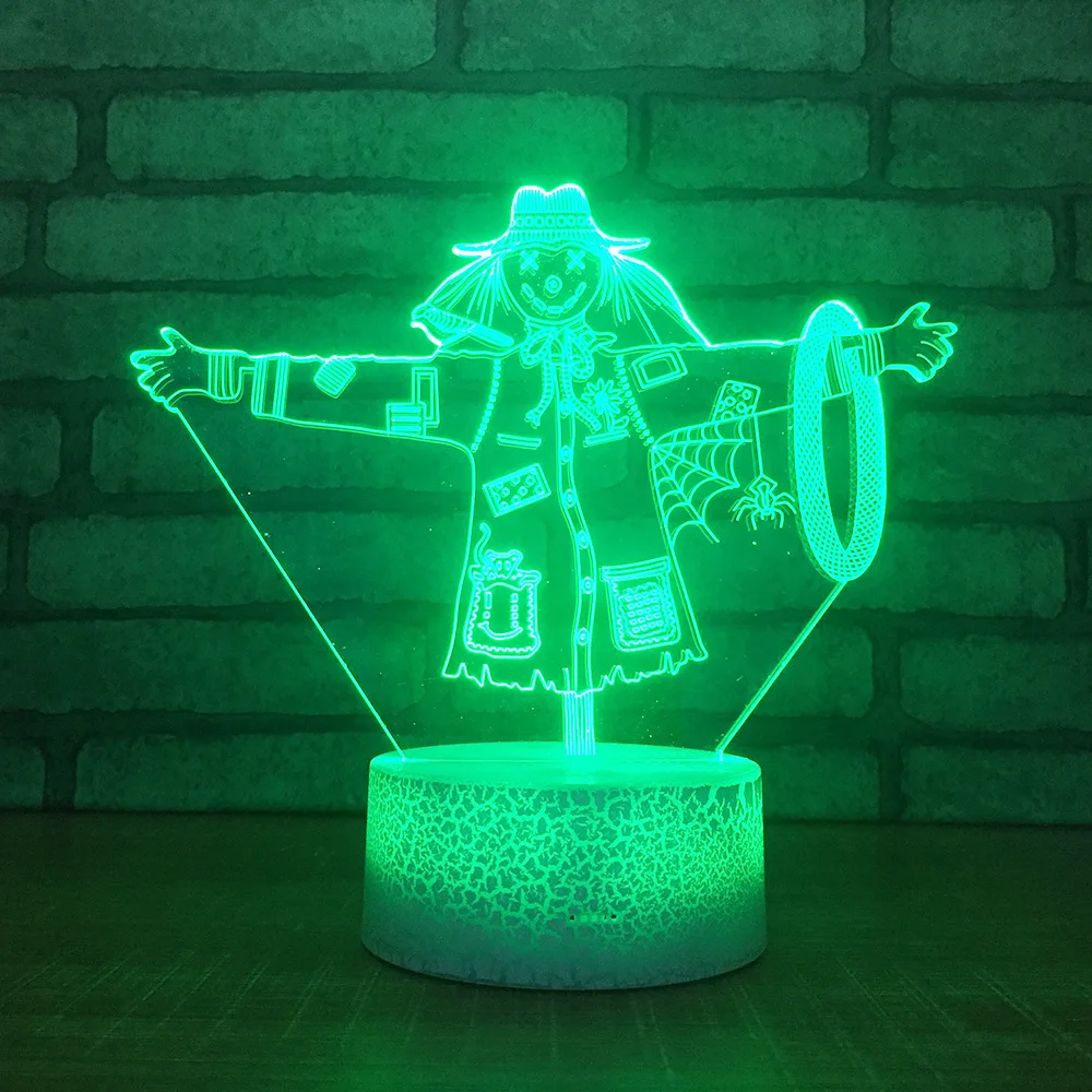 3D мультфильм пугало светодио дный LED RGB ночник 7 цветов изменить стол свет фигурки героев 289 обувь для мальчиков девочек Рождество