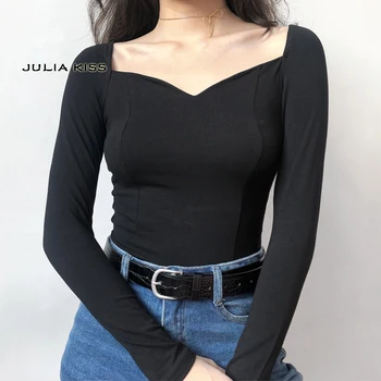 

Women Sweetheart Neck Bodysuit With Long Sleeves A wardrobe staple Bodycon Fit Bodysuit