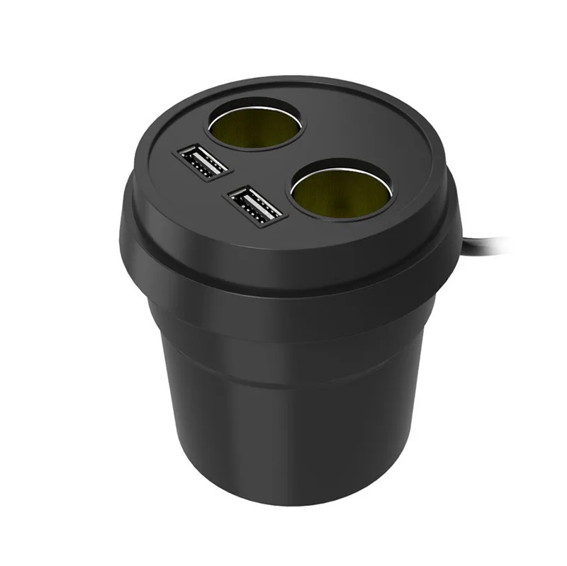 Черный стиль чашки 12 V 1A 2.1A Универсальный 2 порта двойной USB 2 способа автомобильного прикуривателя переходник с гнездом для зарядного устройства