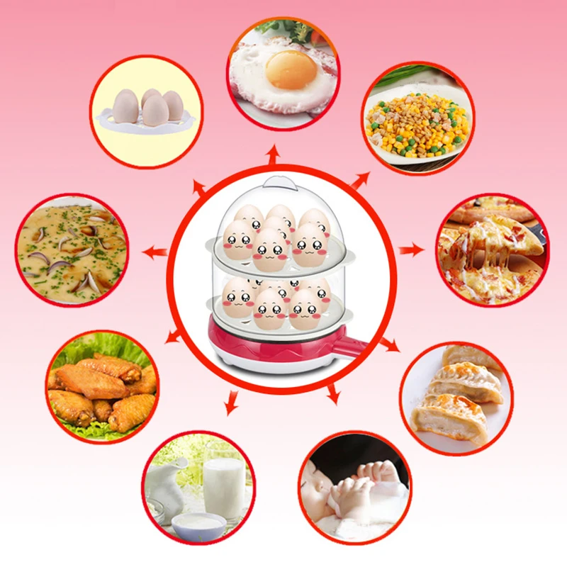 220 В двойной Слои Электрический 14 яйцеваркой яйцо Плита пароход Пан Кухня Пособия