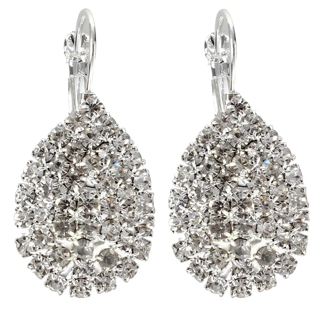 

Silver Plated Teardrop Rhinestone Earrings Fashion 1.06x0.75