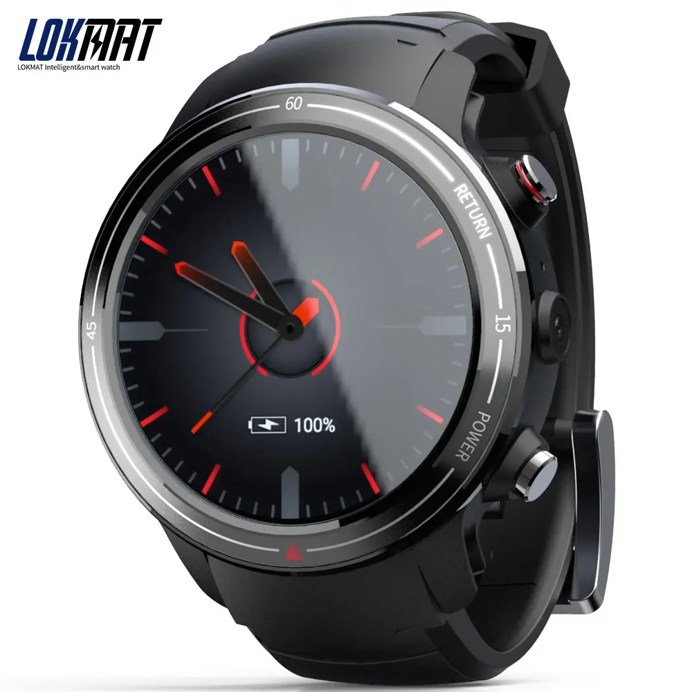 LOKMAT LOK01 4G Smart Watch Men 3GB32GB MTK6739M Android 7.1 Fitness Tracker 1.39" AMOLED Display WiFi GPS SIM 620mAh Smartwatch