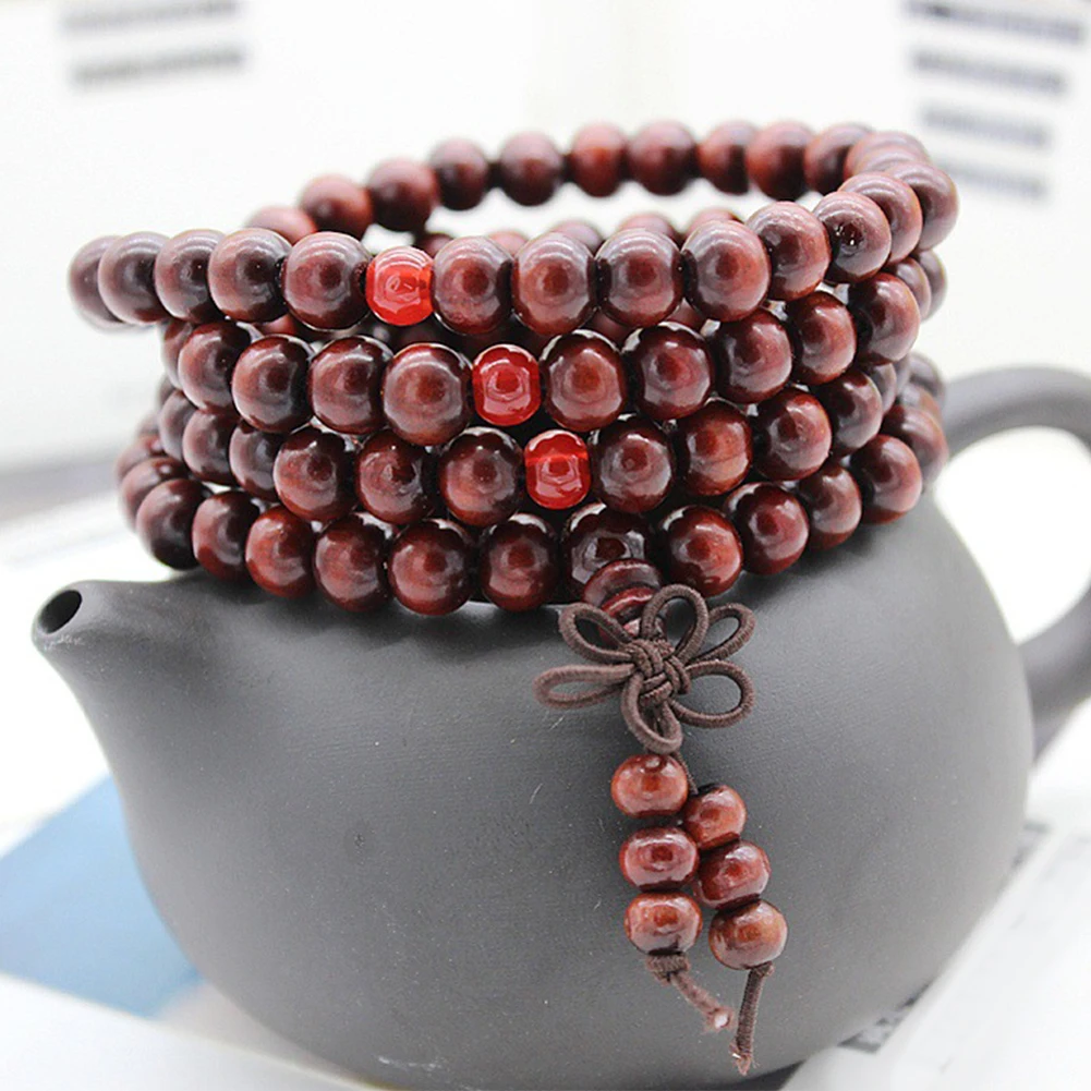 

HOT SALE Tibetan Buddhist 108 wood Prayer Bead Mala Bracelet Chinese Knot Drop Shipping