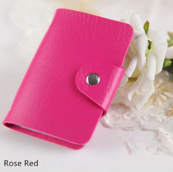 Rose Red Одноцветный Портативный 12 карт-бит держатель для карт из искусственной кожи визитная Кредитная сумка для визитных карточек Органайзер - Цвет: Rose Red