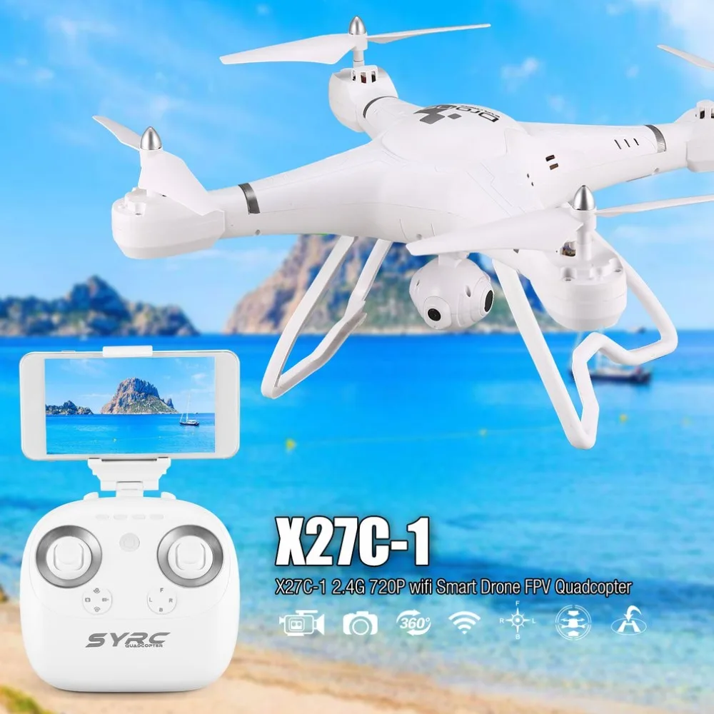 

X27C-1 2.4G RC Selfie Smart Drone FPV Quadcopter Aircraft with 720P HD Camera Real -time Altitude Hold Headless Mode 3D Flip