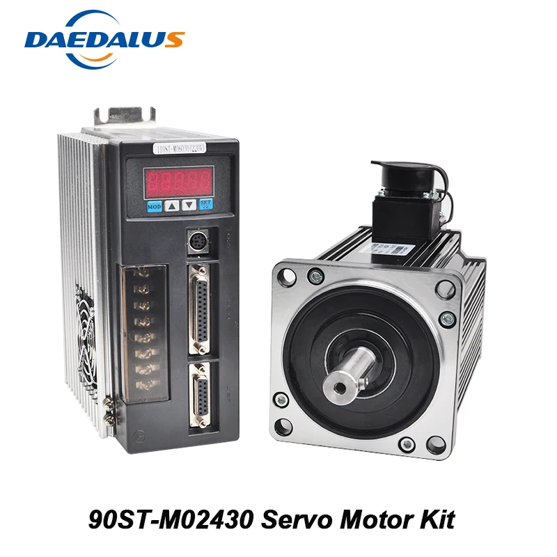 

90ST-M02430 AC Servo Motor Kit 0.75KW Single-Phase Servo Motor Permanent Magnet Matched Driver CNC Drive With Encoder Cable