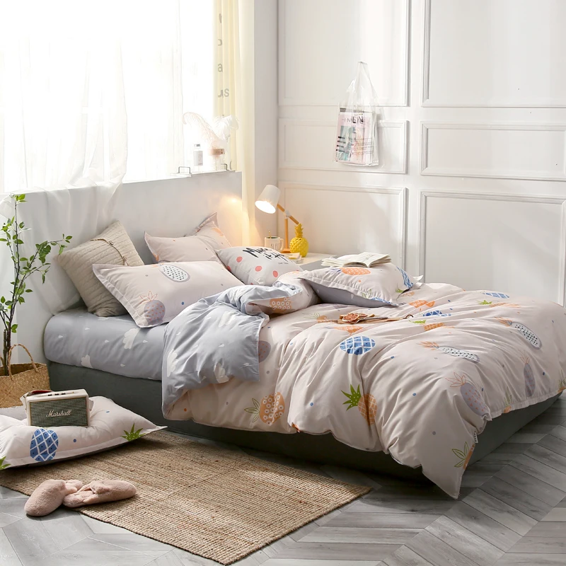 أفضل. WENSD الفراش للفاكهة الأناناس غرف نوم لا يتلاشى الجلد تقارب أغطية الشتاء ملاءات حاف مجموعة غطاء واحد كامل