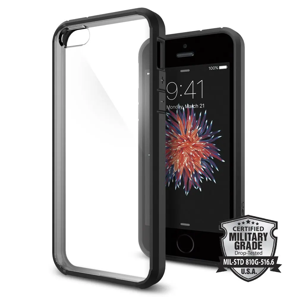 SPIGEN Ультра Гибридный чехол для iPhone SE/5s/5 - Цвет: Black
