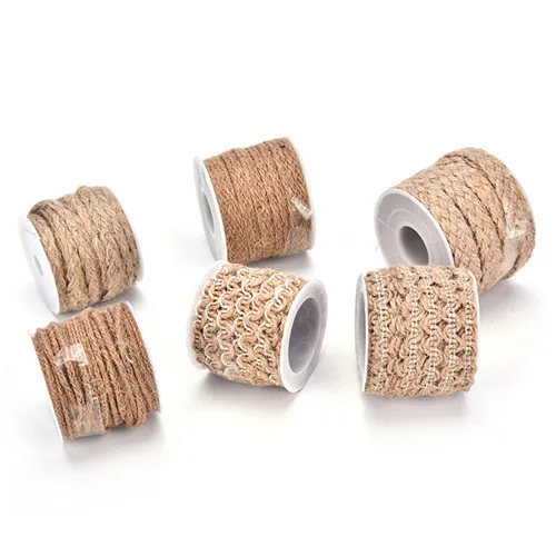 

1Roll 5M Natural Burlap Hessian Jute Twine Cord Hemp Rope String Rustic Wrap Gift Packing String Wedding Decoration 6 Styles