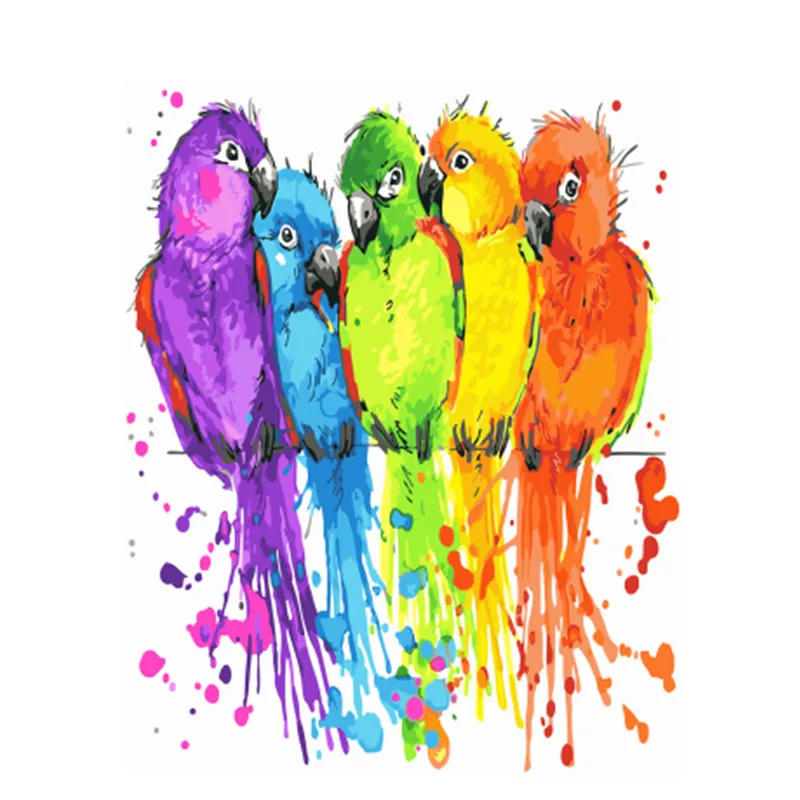 

DRAWJOY Framed Picture Birds DIY Painting By Numbers Colorful Picture Home Decor For Living Room Hand Unique Gifts GX22513