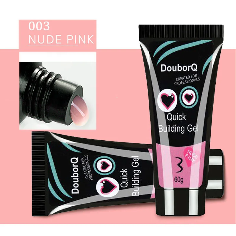 nude pink 3color 60ml Soak off Poly Gel UV Acryl Gel Quick Building Finger Extension Nail Gel Camouflage UV LED Hard Builder Gel - Цвет: nude pink